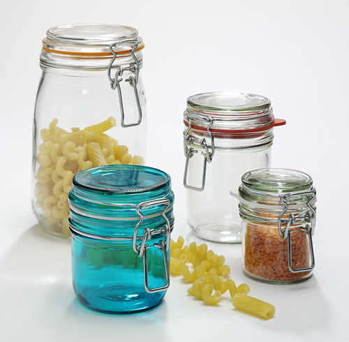 Coloured food bottles